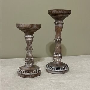 Wooden Decorative Candle Holders - Hobby Lobby - Set of 2, Distressed Brown